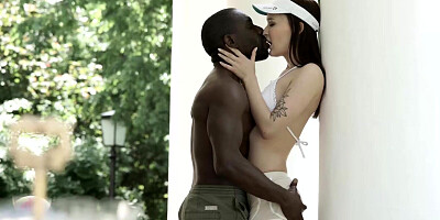 Petite vixen Sasha Sparrow bends over for BBC monster