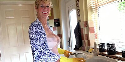 Aunt Judy's XXX - 58yo Busty Mature Housewife Mrs. Molly Jacks Sucks Your Cock in the Kitchen (POV)