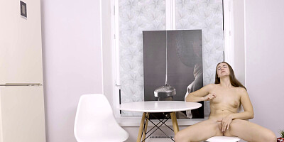 Petite chick Mara Giri plays with pussy in a solo video