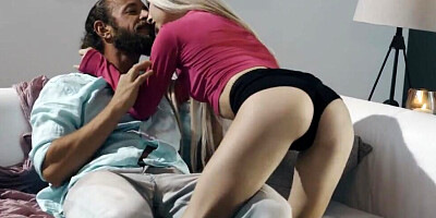 Blonde teen girl is having a hard threesome with her foster parents