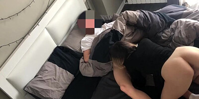 Video from above shows a horny babe riding a hard cock