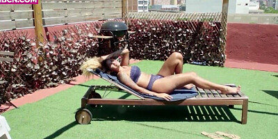 Stunning blonde, Venus Afrodita is sucking dick while kneeling in front of her tattooed partner