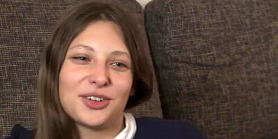 Naughty brunette teen takes off her clothes and jerks off her pussy