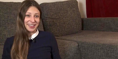 Naughty brunette teen takes off her clothes and jerks off her pussy