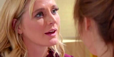 Blonde cougar was seduced by a young brunette into lesbo pussy licking