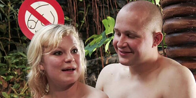 A chubby german babe pleasing a long cock near the pool