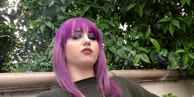 POV purple-haired harlot adores wrapping her lips around the boyfriend's shaft