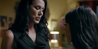 A couple of lesbian ladies are watching a young girl eating out her mistress