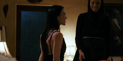 Two tanned lesbian lovers are in the middle of a hot pussy licking