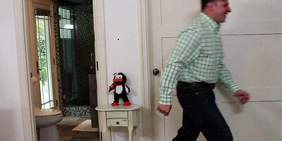 Horny stepdad is bonking his naughty stepdaughter on the bed