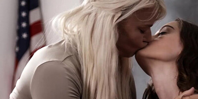 Blonde MILF teacher is having a lesbian affair with one of her hot students