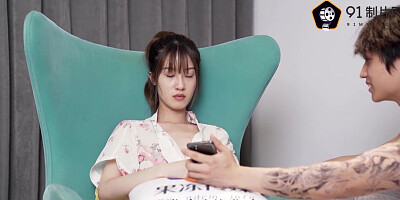 Small tits Asian cooze is sexually servicing three men with her hairy twat