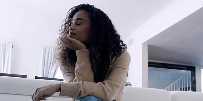 Curly darling is bent over by a horny boyfriend who wants sex right now