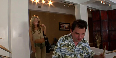 Drummer gets a blowjob from a blonde slut before fucking her