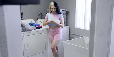 Slutty teen girl was asked by her randy stepbro to show him her blowjob skills