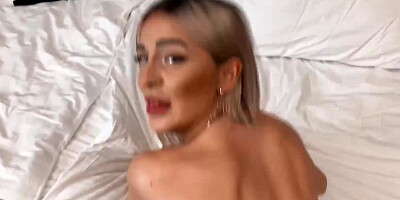 Good-looking blonde prepares her tight cunt for deep penetration