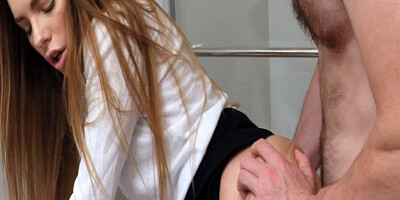 Slender brunette darling loves being intimate with her handsome stepbrother