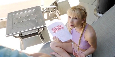 CUM4K CREAMPIE Dripping Blonde FUCKS to Avoid Eviction