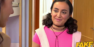 Fake Hostel Afghan Girl Tastes Pussy before Threesome with Cock