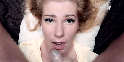 Slow Deep Sensual BlowJob and Huge Cumshot on Kate Truu Cute Face