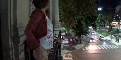 Outdoor Public Pissing from a Balcony in America