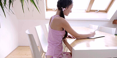 Home teacher is giving lessons to his teen student about sexual intercourse