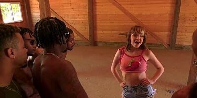 Aliya Brynn fucks more than twenty black guys at once