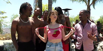 Aliya Brynn fucks more than twenty black guys at once
