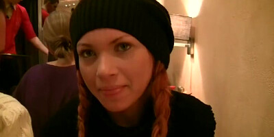 Redhead slut in public toilet fuck