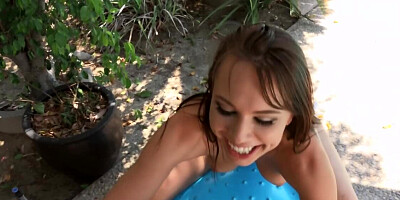 Lucky reporter fucks the lecherous fitness coach in the fresh air