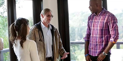 Lil' chick Kasey Warner peeks by BIG BLACK COCK