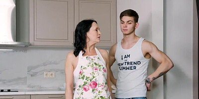 Mature woman is fucking a young lad to keep her secret