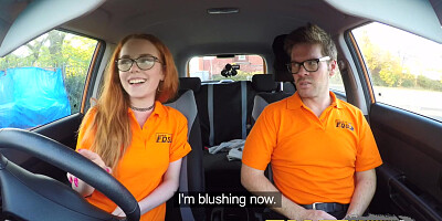 Fake Driving School Nerdy Redhead Teen Student Fucked to Creampie Orgasm