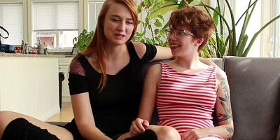 Two redhead lesbians are licking each other's tits and pussies