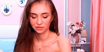 Solo dazzling girl in sexy white lingerie is stuffing her twat and ass with a dildo