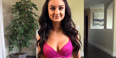 Slender dark haired teen takes a big dick in her mouth and pussy