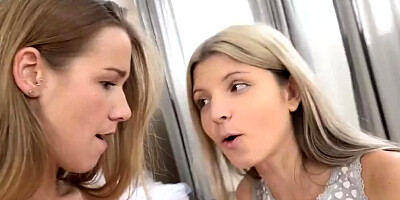 A pair of angelic Russian blondes are looking for orgasms during lesbian intercourse