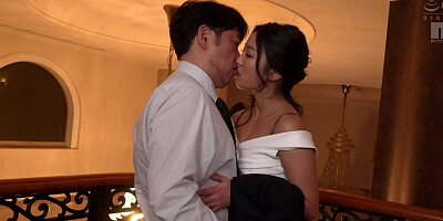 Round ass Asian doll is riding partner's hard prick on the couch