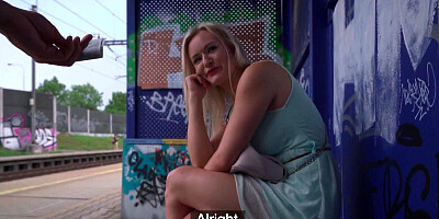 Euro blonde was easily convinced into having quick sex in public by a stranger