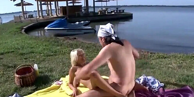 Lustful outdoor banging between a horny blonde and a kinky dude