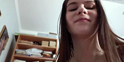 My stepsister noticed how I was jerking her off with my panties and decided to help!