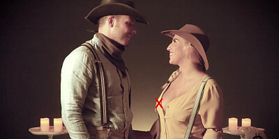 Horny cowboy and big ass cowgirl enjoy pleasurable sexual intercourse