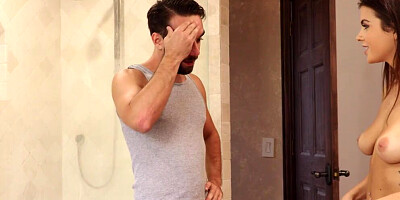 Brunette babe Keisha Grey sucks a hard dick and rides it nicely