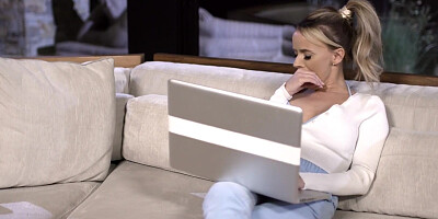 Naughty MILF Pristine Edge gets bonked on the couch by her lovely stepson