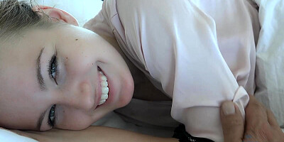 Cute blonde is getting filmed while banged by her aroused lover