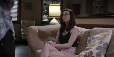 Nerdy MILF was seduced into a very intense banging by her handsome stepson