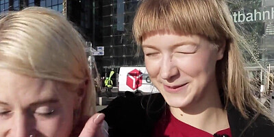 Blonde and MILF are making out and fingering in the train