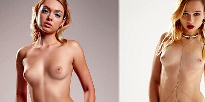 Petite blonde chick gets naked and shows that delicious kitty