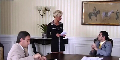 Corporate blonde lets oil rig workers gangbang her instead of giving them a raise