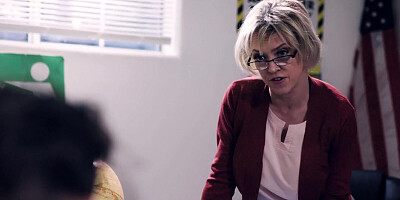 Classroom gangbang session for a depraved and busty blonde teacher